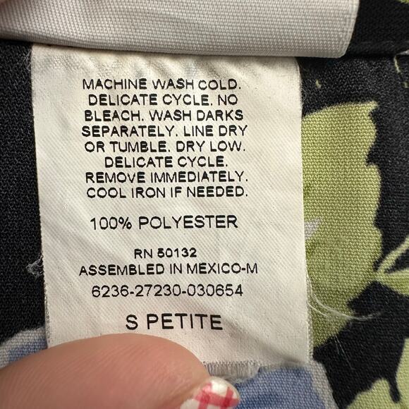 Bon Worth Vintage Floral Button Down Tee Shirt Small PETITE Hawaiian Vacation - Picture 7 of 7